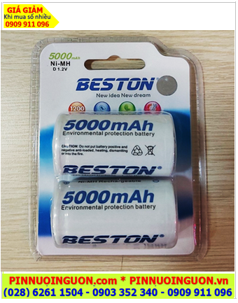 Beston D5000mAh, Pin sạc 1.2V Beston R20 D5000mAh (Nikcel Metal Hydride) chính hãng /Vỉ 2viên